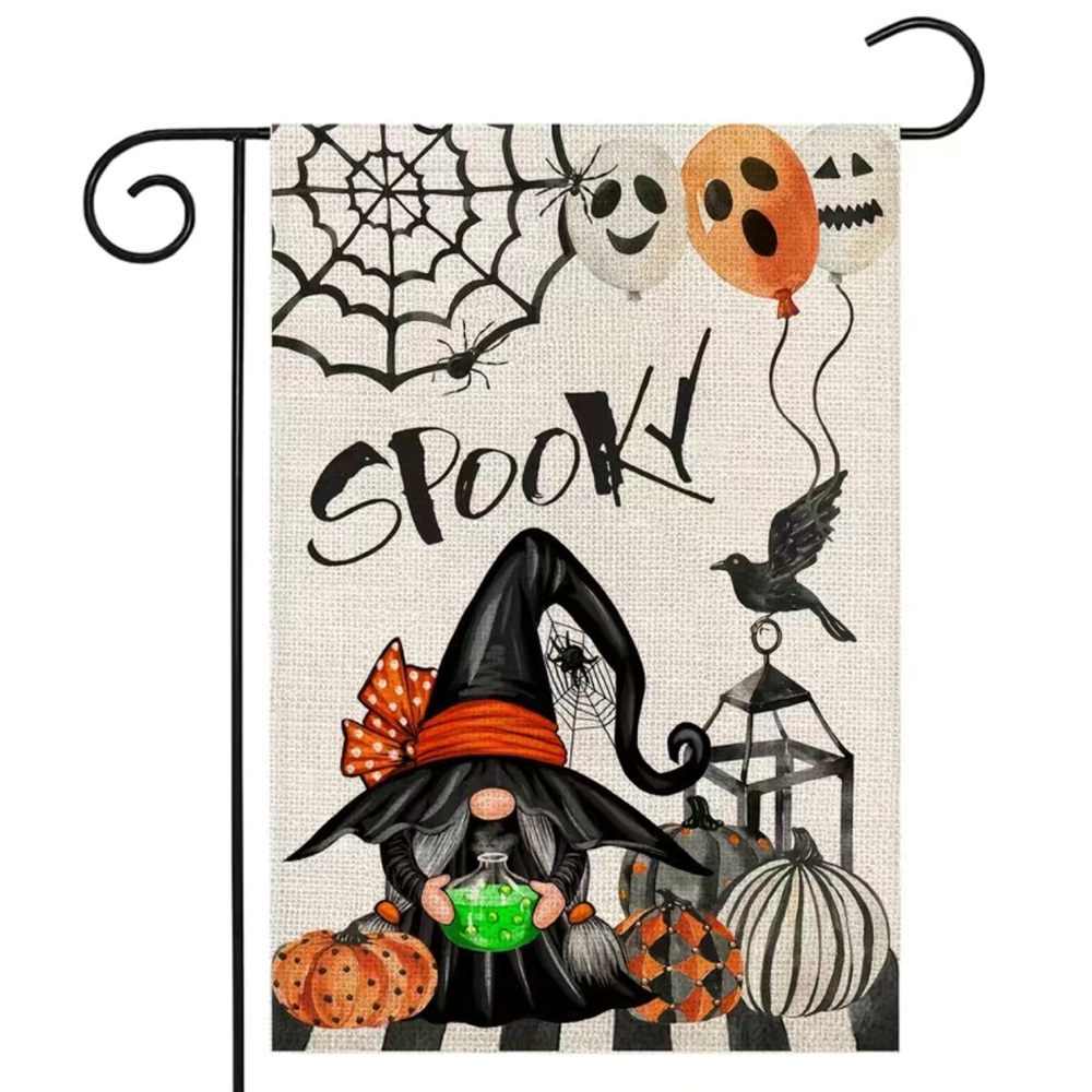 New Spooky Halloween Gnome Double Sides Garden Flag 12x18